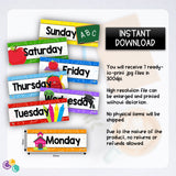 Flash Cards - Days of the Week Headers Colours (Digital Download)