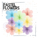 Pastel Flowers Paper Fans Set