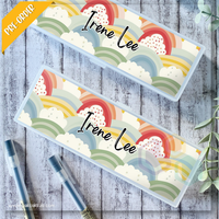 PB014 - Pastel Rainbows Personalised Pencil Box