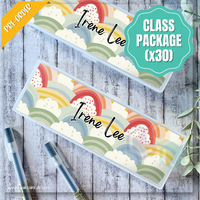 PB014 - Pastel Rainbows Personalised Pencil Box