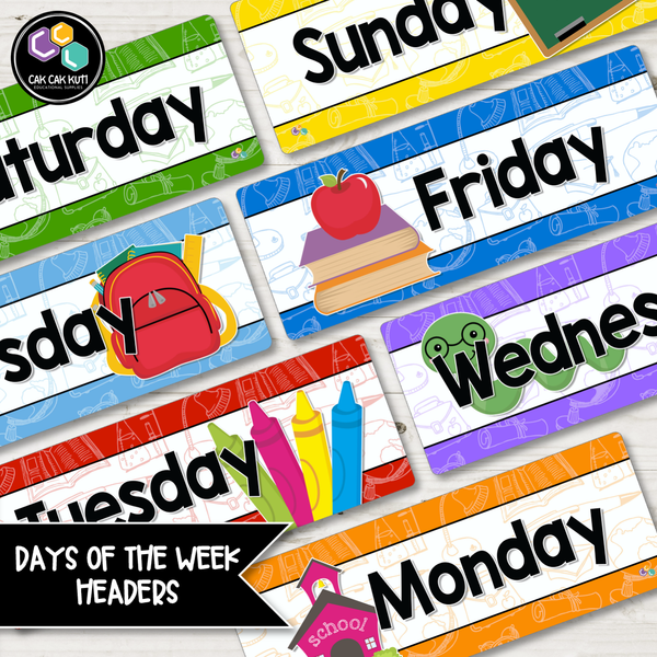 Days of the Week Headers (EL) - Colours