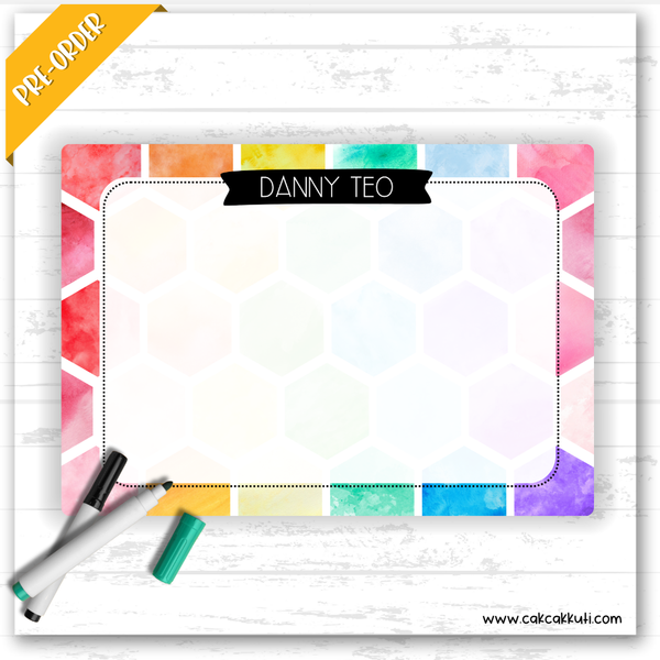 W2554 - Watercolours Personalised A5 Whiteboard