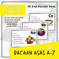 Flash Cards - Bacaan Asas A-Z (Digital Download)