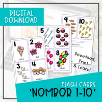 Flash Cards - NOMBOR 1-10 (Digital Download)
