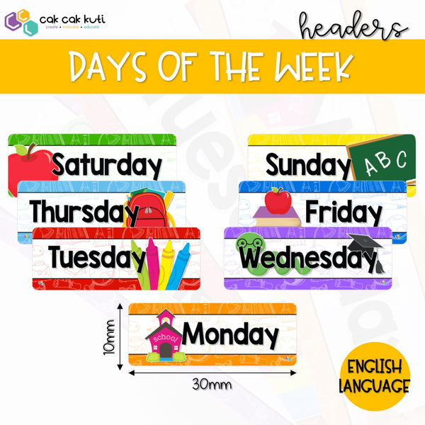 D2001 - Days of the Week Headers (English)