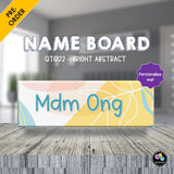 QT022 - PERSONALISED NAME BOARDS (ABSTRACT - BRIGHT)